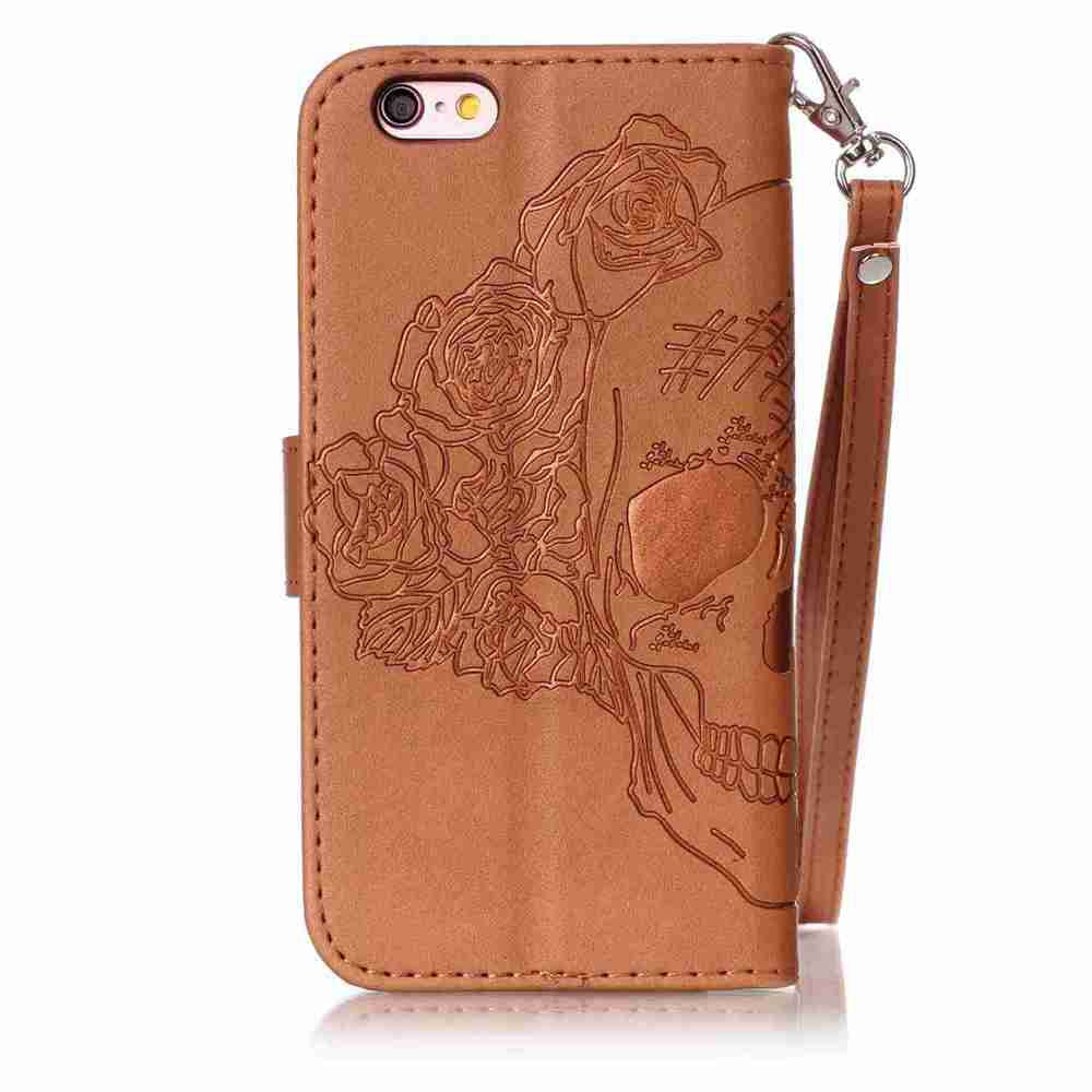 Double Embossed Skull Head PU Phone Case for Iphone 6 Plus / 6S Plus