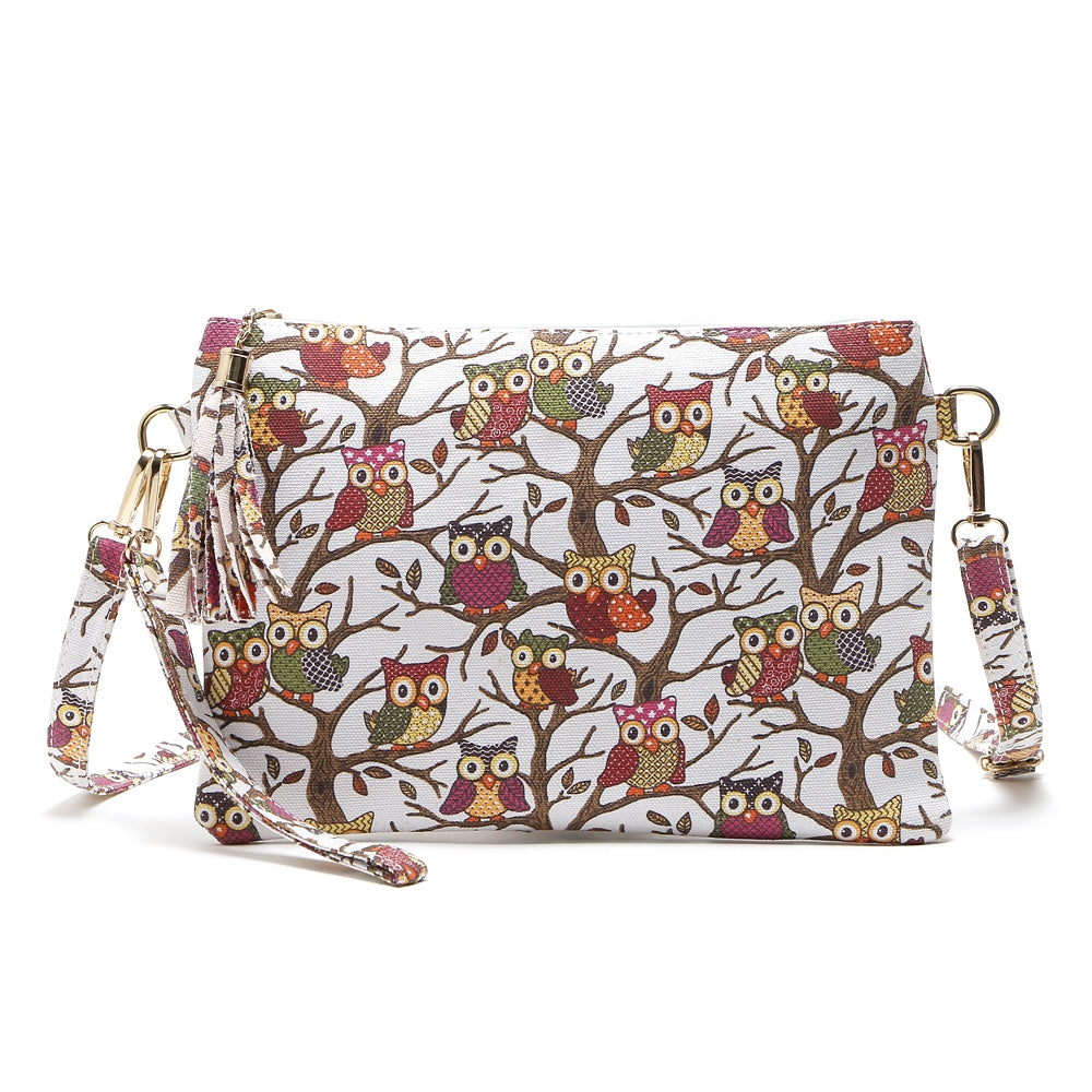 Cartoon Owl Printed Small Crossbody Bag