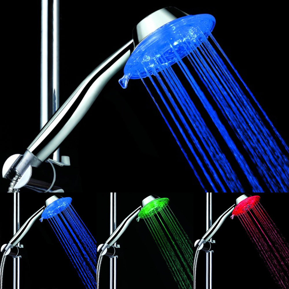 BRELONG Color Changing Showerhead Handheld LED 2 Water Mode 7 Color Temperature Control Tri-color