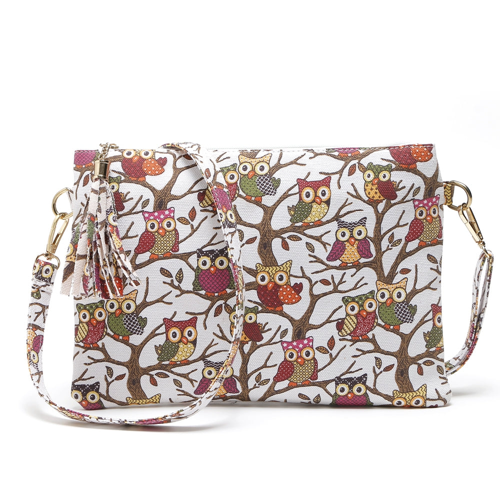 Cartoon Owl Printed Small Crossbody Bag