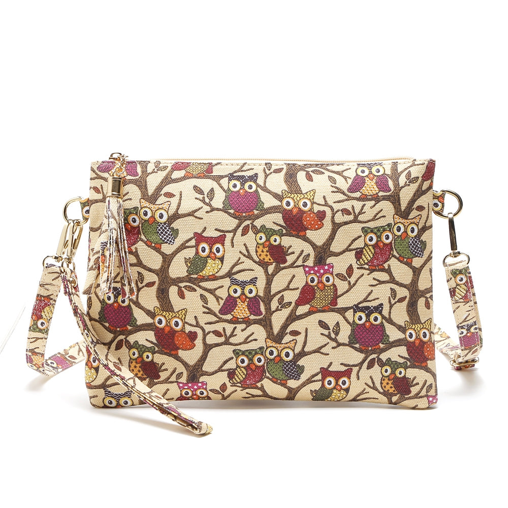 Cartoon Owl Printed Small Crossbody Bag