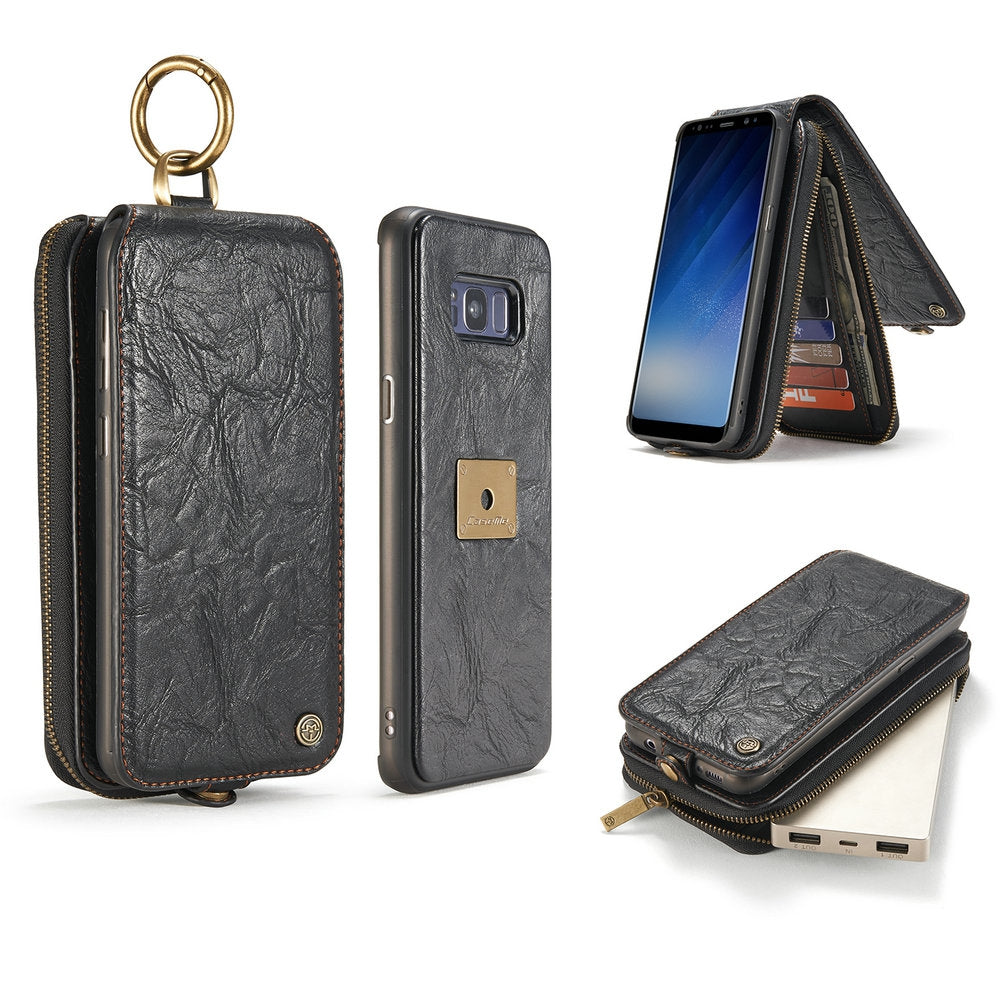 CaseMe for Samsung Galaxy S8 Magnetic Detachable Wallet Case with 14 Card Slots and Zipper Cash ...