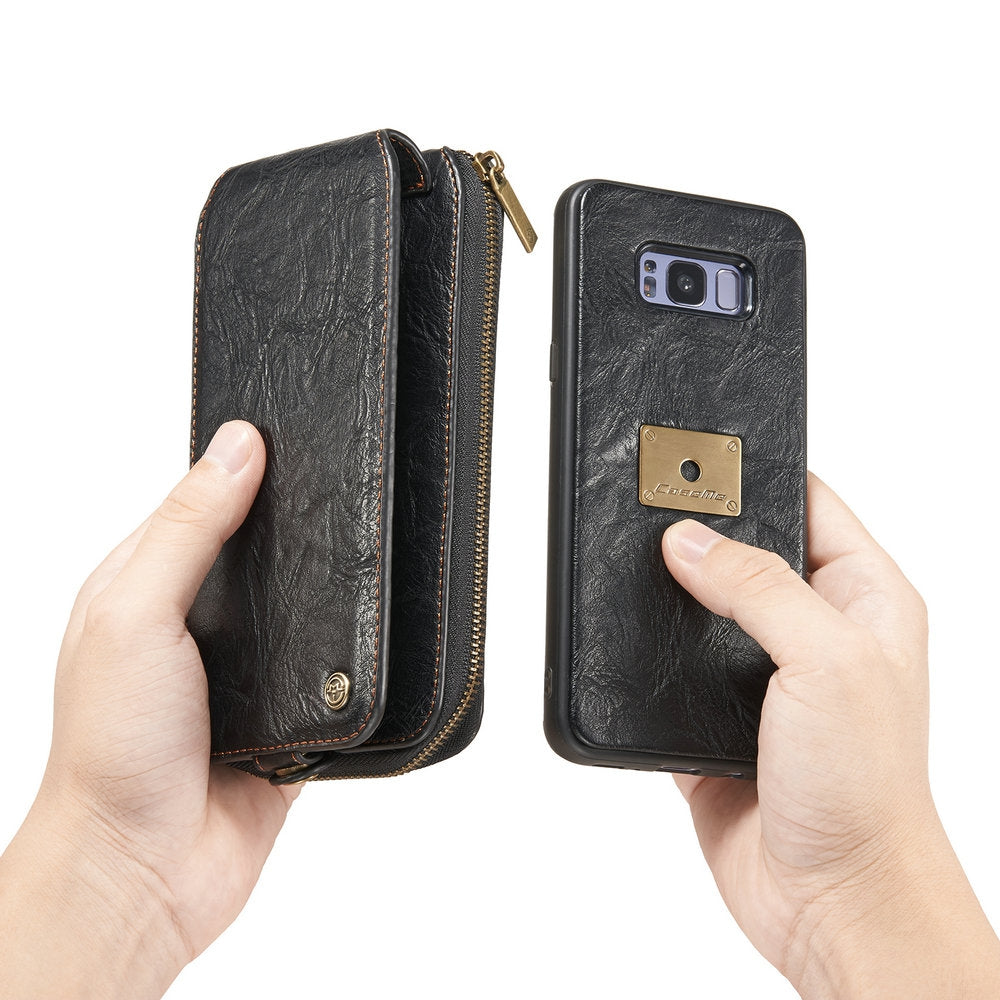 CaseMe for Samsung Galaxy S8 Magnetic Detachable Wallet Case with 14 Card Slots and Zipper Cash ...