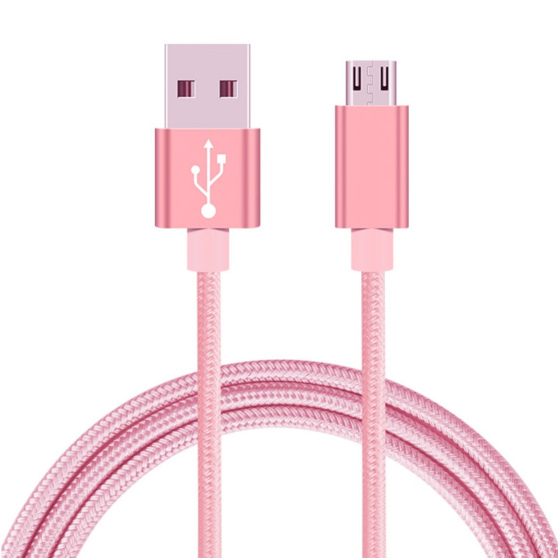 1 M  Pure Color Woven Data Cable for  Anarid (Rose Gold)