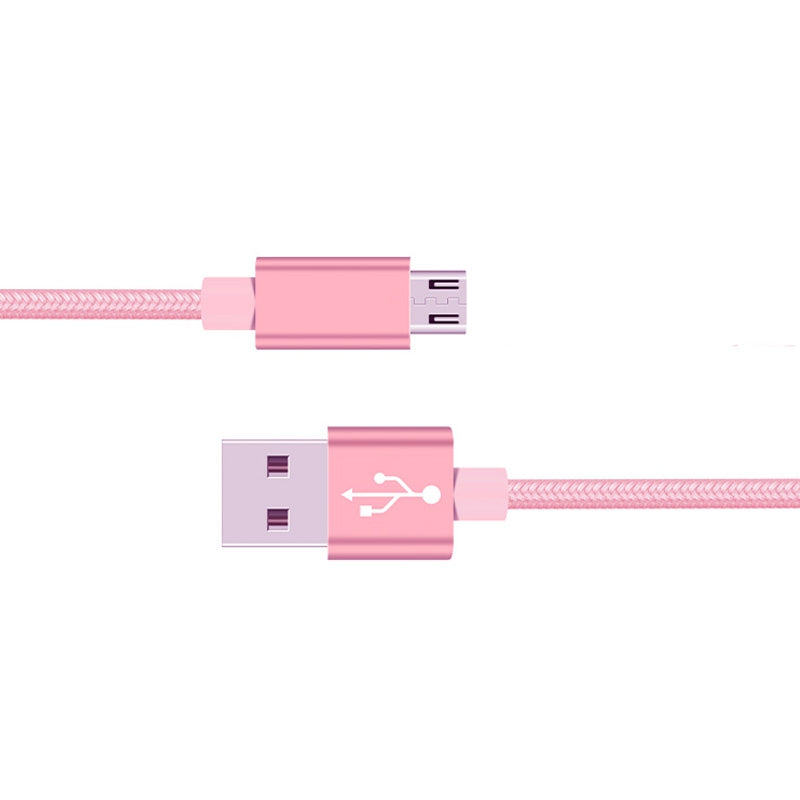 1 M  Pure Color Woven Data Cable for  Anarid (Rose Gold)