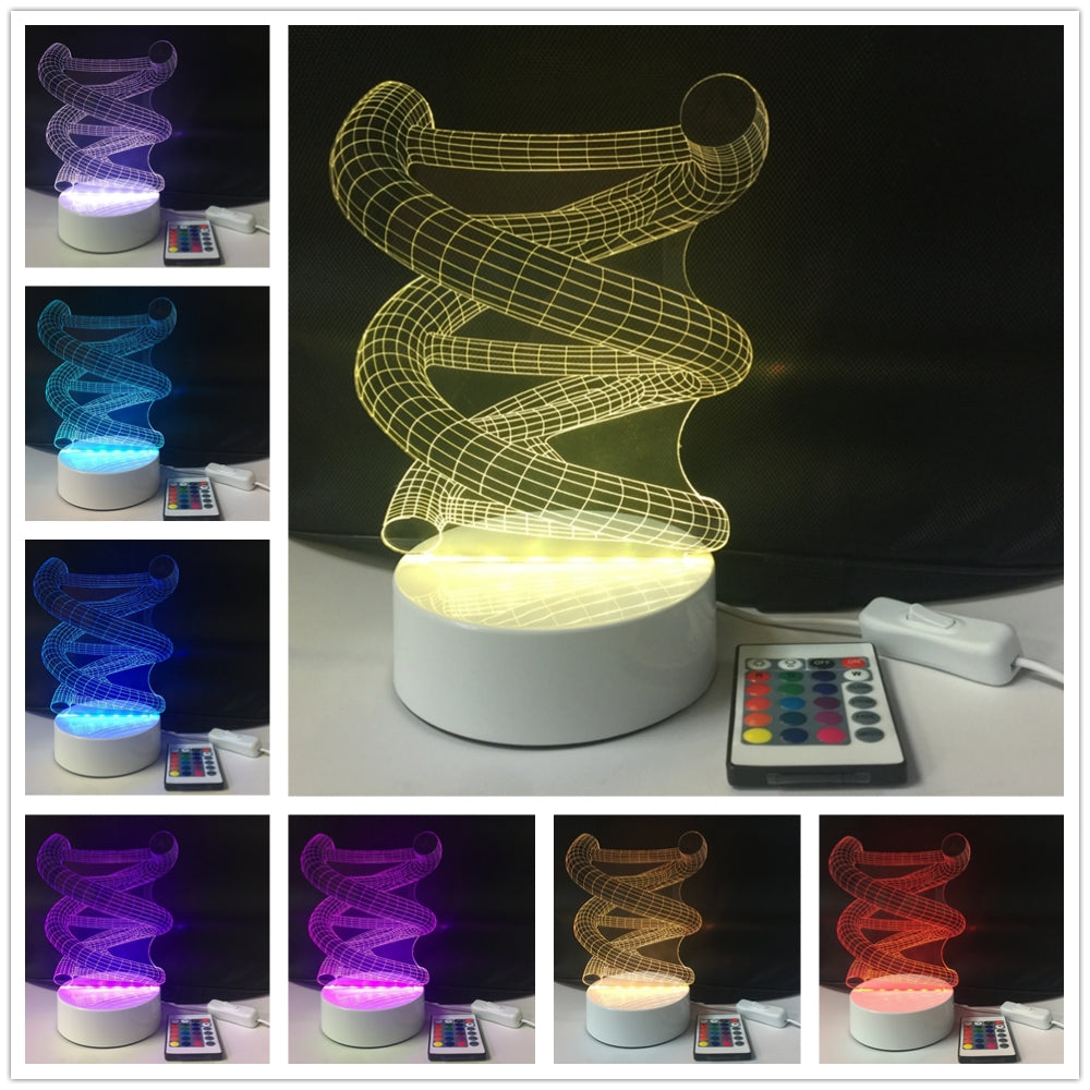 DSU Spiral Shape 3D Illusion Color Change 3D Visual LED Light