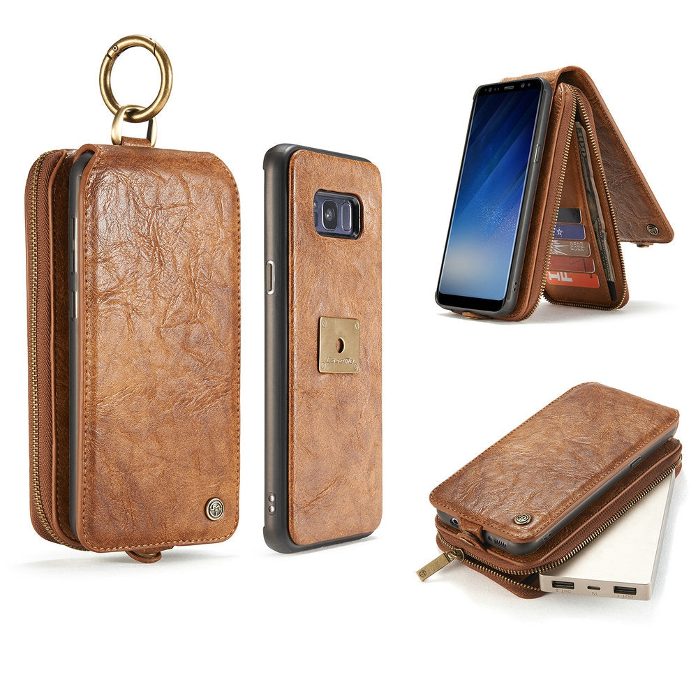 CaseMe for Samsung Galaxy S8 Magnetic Detachable Wallet Case with 14 Card Slots and Zipper Cash ...