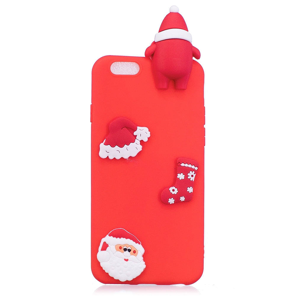 Christmas Hat Tree Santa Claus Reindeer 3D Cartoon Animals Soft Silicone TPU Case for iPhone 6 P...