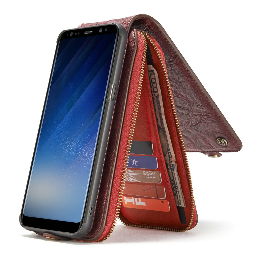 CaseMe for Samsung Galaxy S8 Magnetic Detachable Wallet Case with 14 Card Slots and Zipper Cash ...