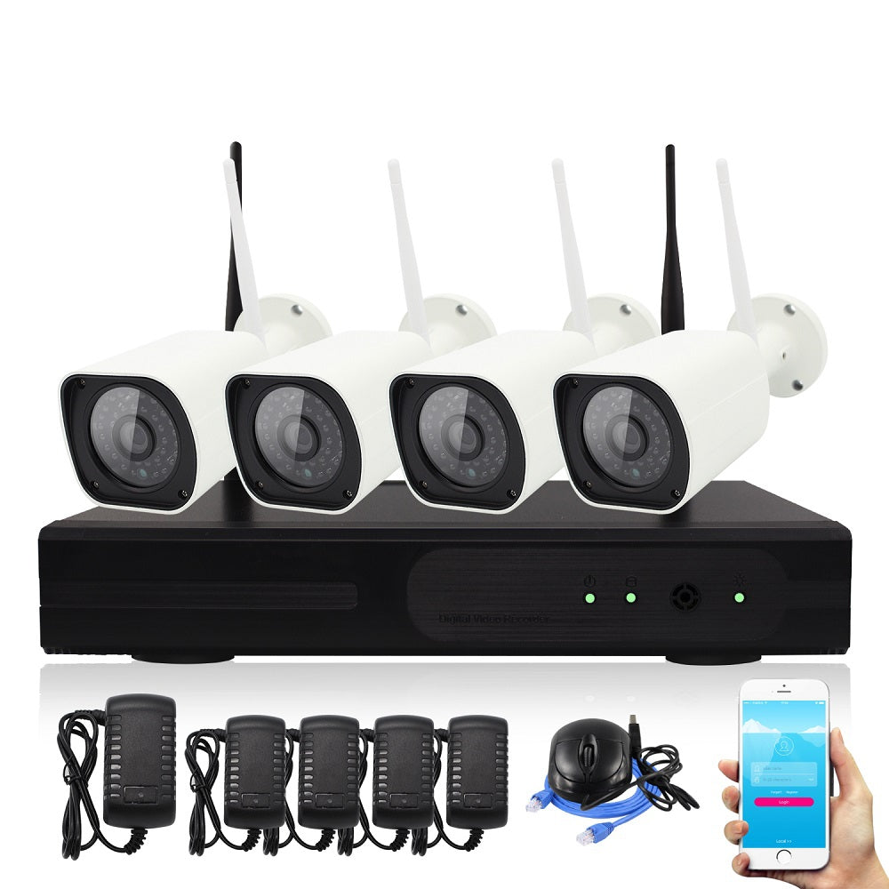 4pcs 1080P Wireless IP Camera Waterproof IR Night Vision WIFI 4CH NVR Security System 2.0MP