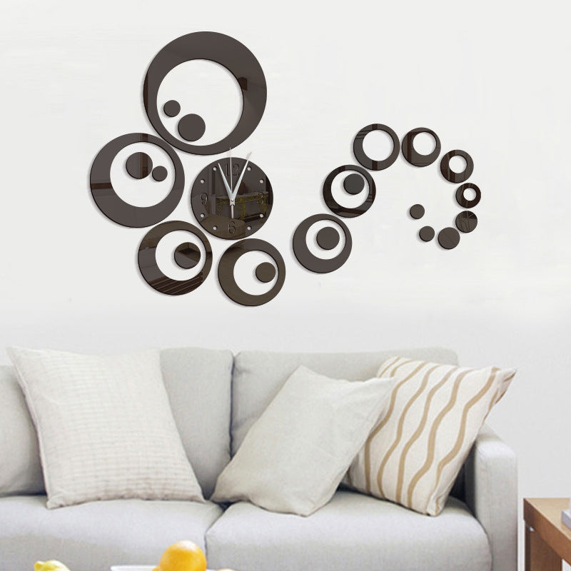 DIY Circle Acrylic Mirror Wall Clock Stickers Home Decor