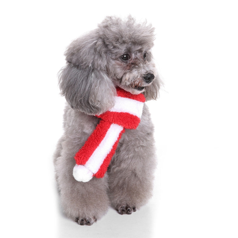 Christmas Red and White Striped Pet Scarf
