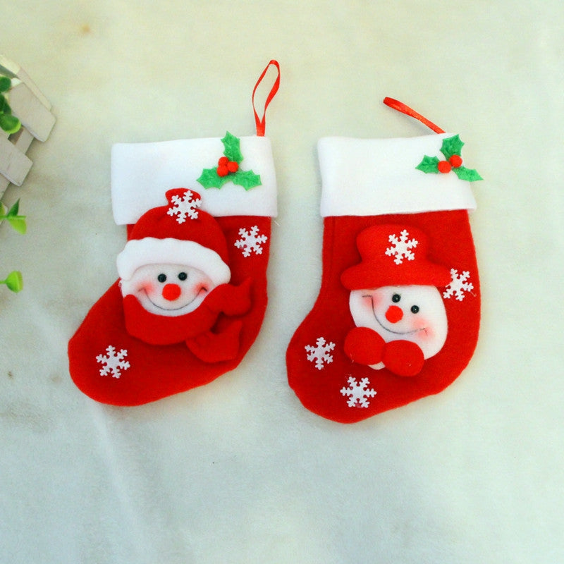 2pcs Snowman Gift Socks Knife and Fork Bag Christmas Tree Ornaments