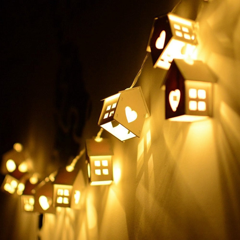 1.5M LED Heart Type Decorative String Light House Shaped Bedroom Night Lamp 10PCS