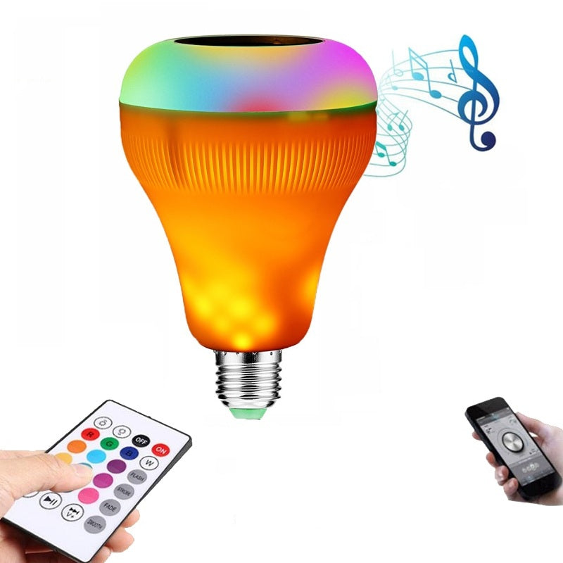 7W E27 LED Smart Light Bulb Wireless Bluetooth Music Flame Lamp AC 100-240V