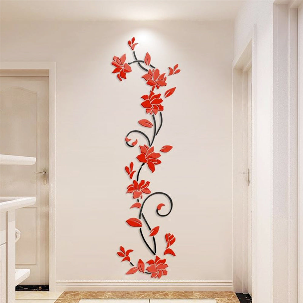 3D Crystal Three-Dimensional Rose Flower Acrylic Wall Stickers