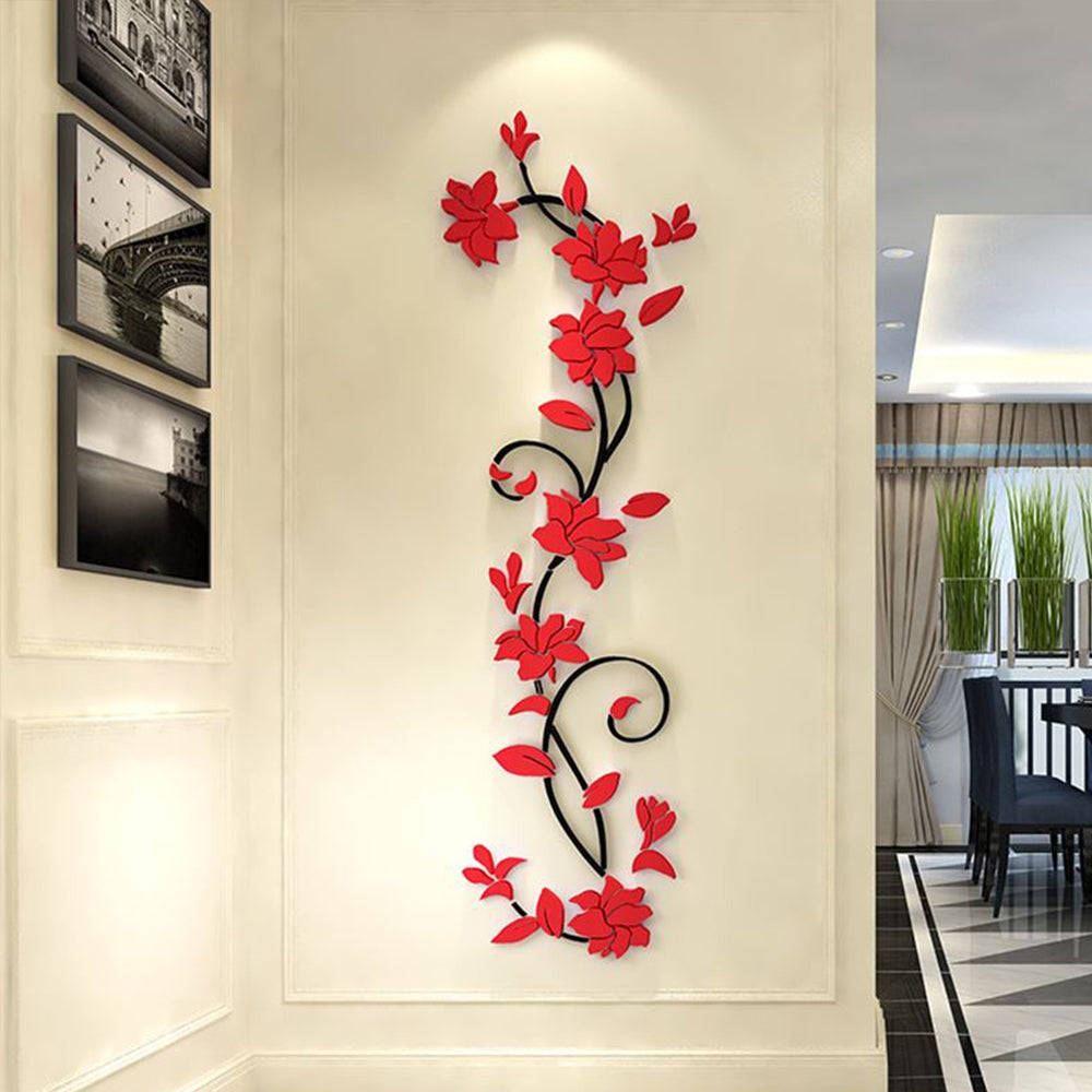 3D Crystal Three-Dimensional Rose Flower Acrylic Wall Stickers