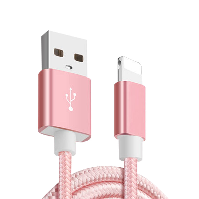1M 8PIN Pure Coloured Woven Data Cable ( Rose Gold) for iPhone