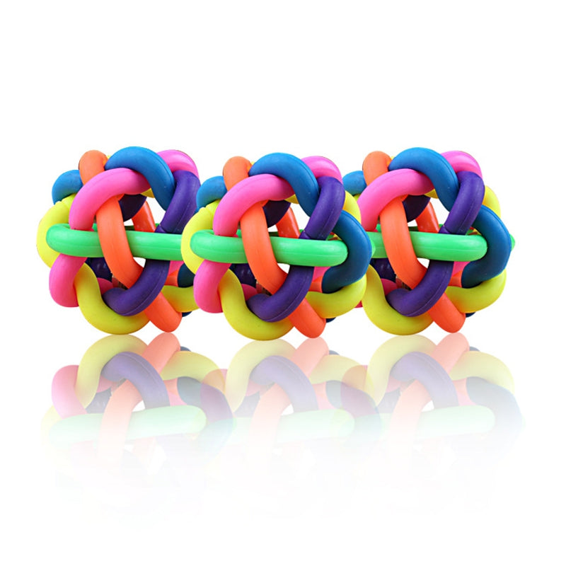 1PCS Puppy Dog Toy Colorful Bouncy Rubber Balls with Bell for Pet Training Playing Chewing