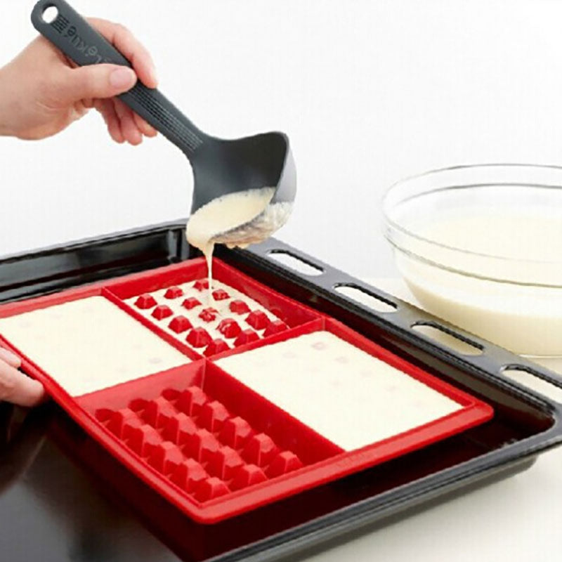 DIHE Silica Gel Waffle Cake Baking Mold Rectangle 4 Grid