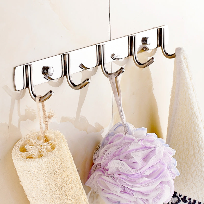 304 Stainless Steel Bathroom Towel Hanger Rack with 5 Hooks
