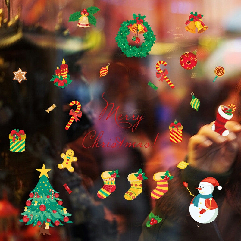 Christmas Tree Candy Snow Christmas Decoration Window Wall Stickers