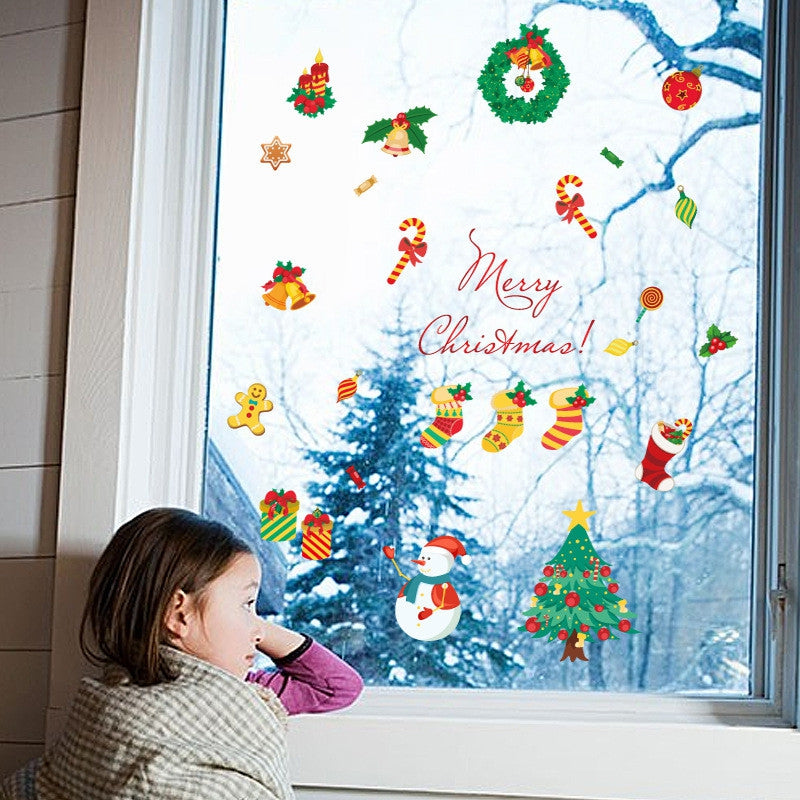 Christmas Tree Candy Snow Christmas Decoration Window Wall Stickers