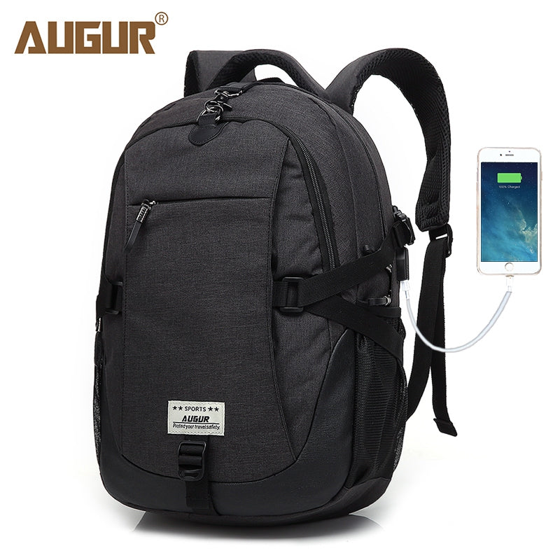 AUGUR Fashion Brand USB Charging Luminou Boy Men Women Casual Backbag Travel Teenager Student......