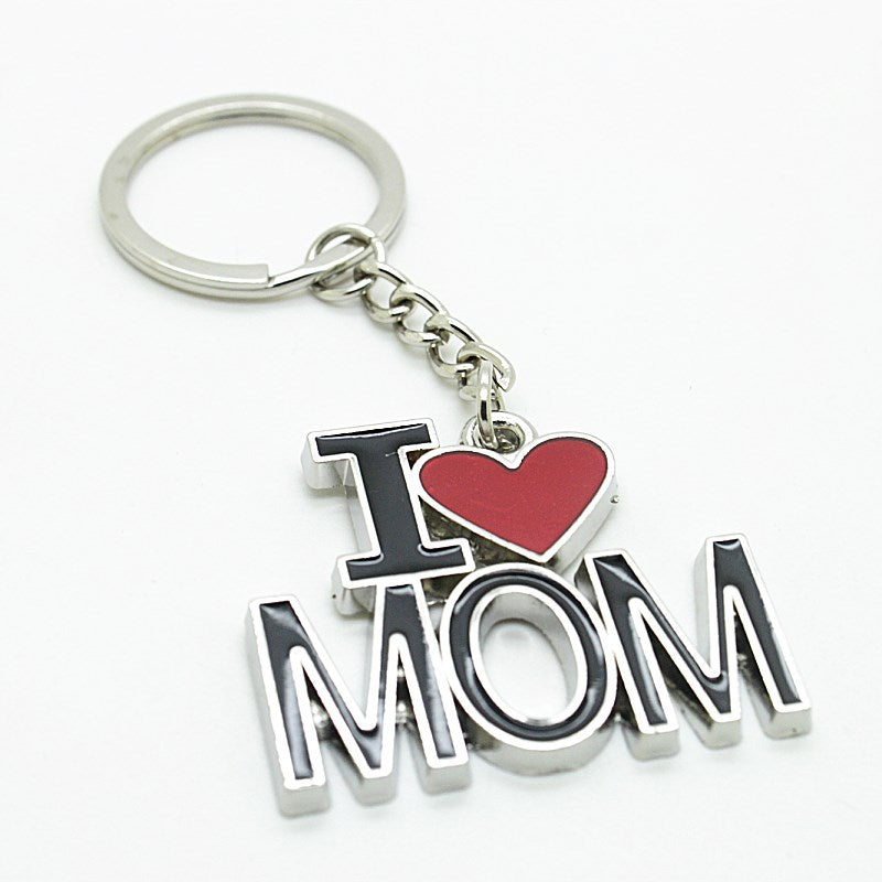 Creative I Love Mom Word Plate Pendant Key Chain