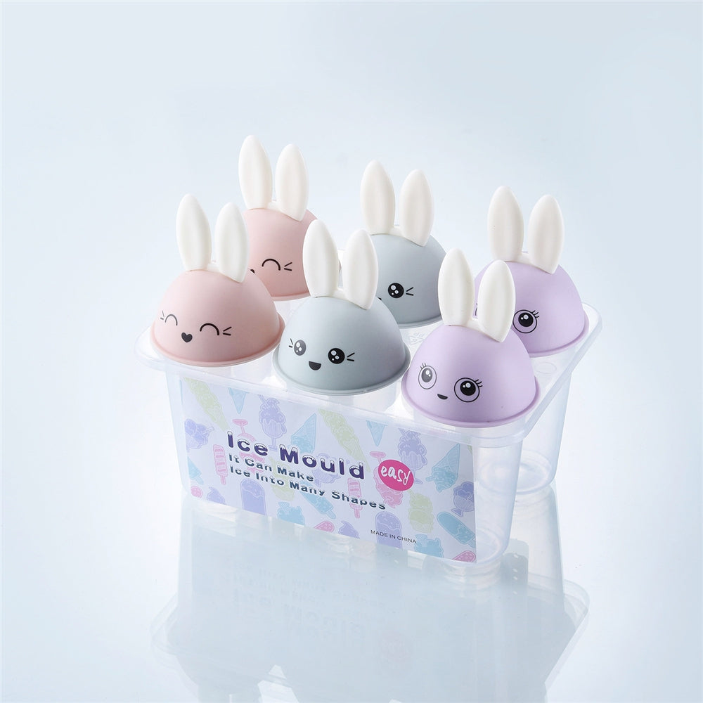 6PCS Lovely Rabbit DIY Ice Cream Mold Popsicle Mould