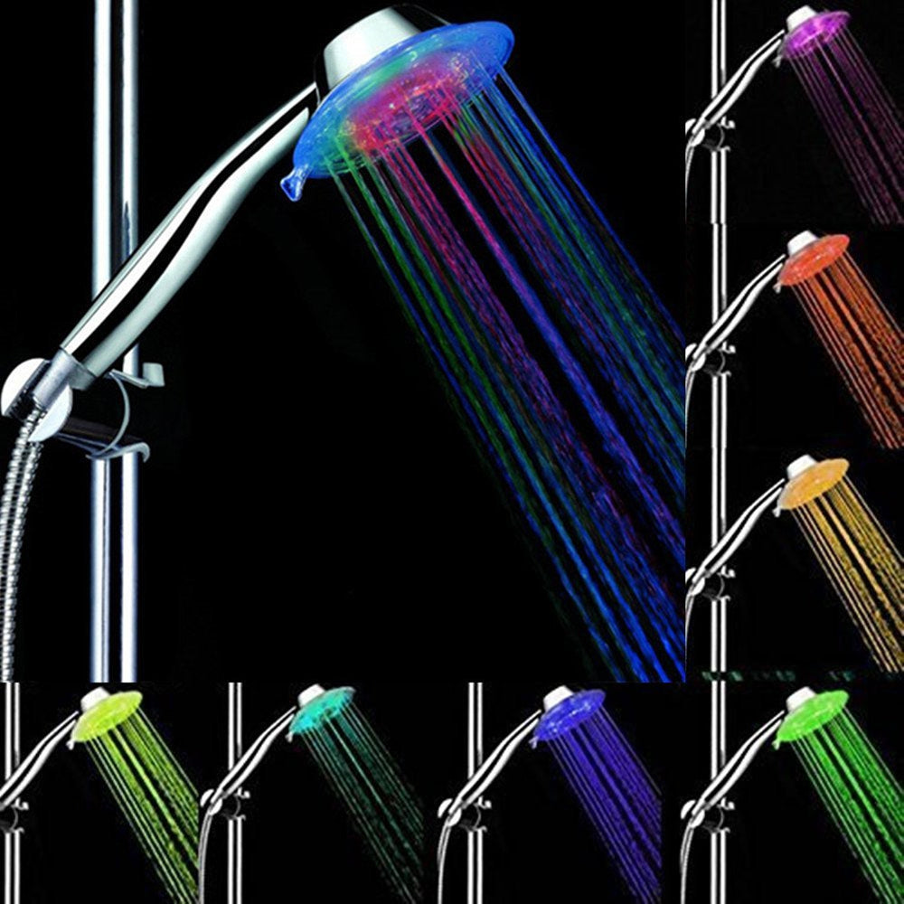 BRELONG Color Changing Showerhead Handheld LED 2 Water Mode 7 Color  Blinks Slowly