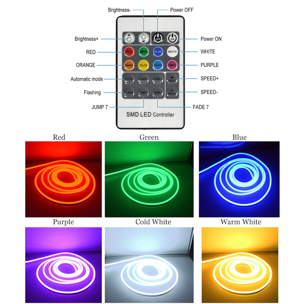 1PCS YWXLight 5M RGB Waterproof Flexible Neon Strip Rope Lights Discolour AC 220 - 240V