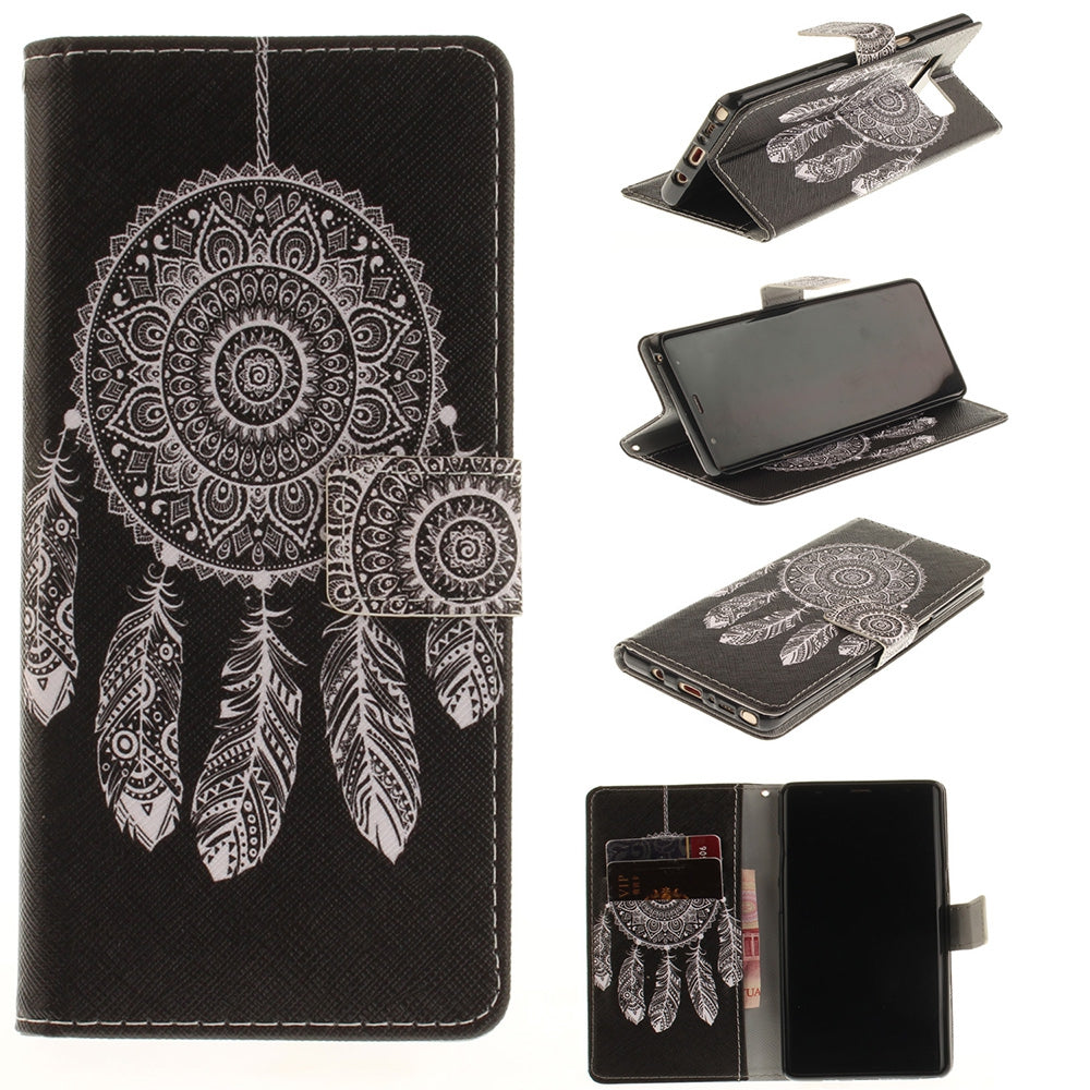 Card Holder Wallet with Stand Flip Pattern Full Body Case Cover Wind Chime Pu+Tpu Leather for Sa...