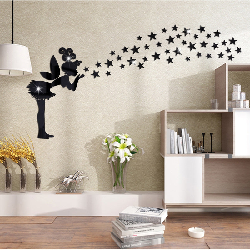 DIY Little Fairy Mirror Wall Stickers for Wall Decor