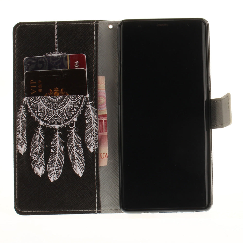 Card Holder Wallet with Stand Flip Pattern Full Body Case Cover Wind Chime Pu+Tpu Leather for Sa...
