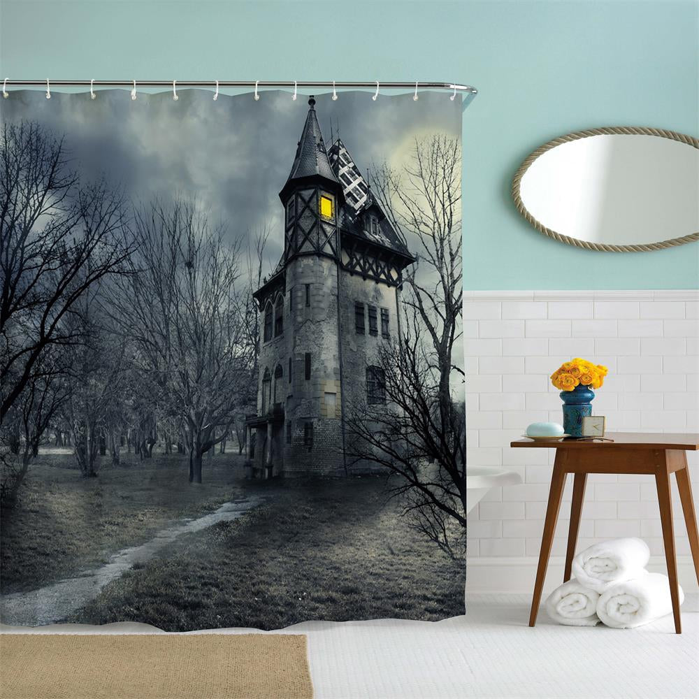 A Mysterious Castle Polyester Shower Curtain Bathroom Curtain High Definition 3D Printing Water-...