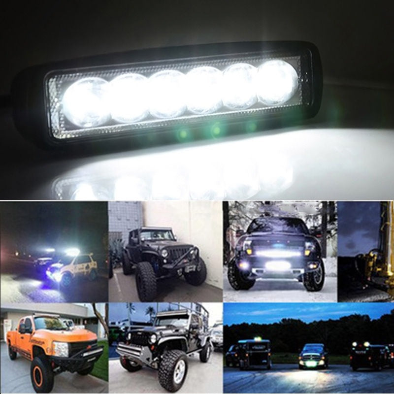 18W 2650LM 6000K 4 Inch Car LED Work Light Bar Flood Lamp for SUV Truck DC9-32V