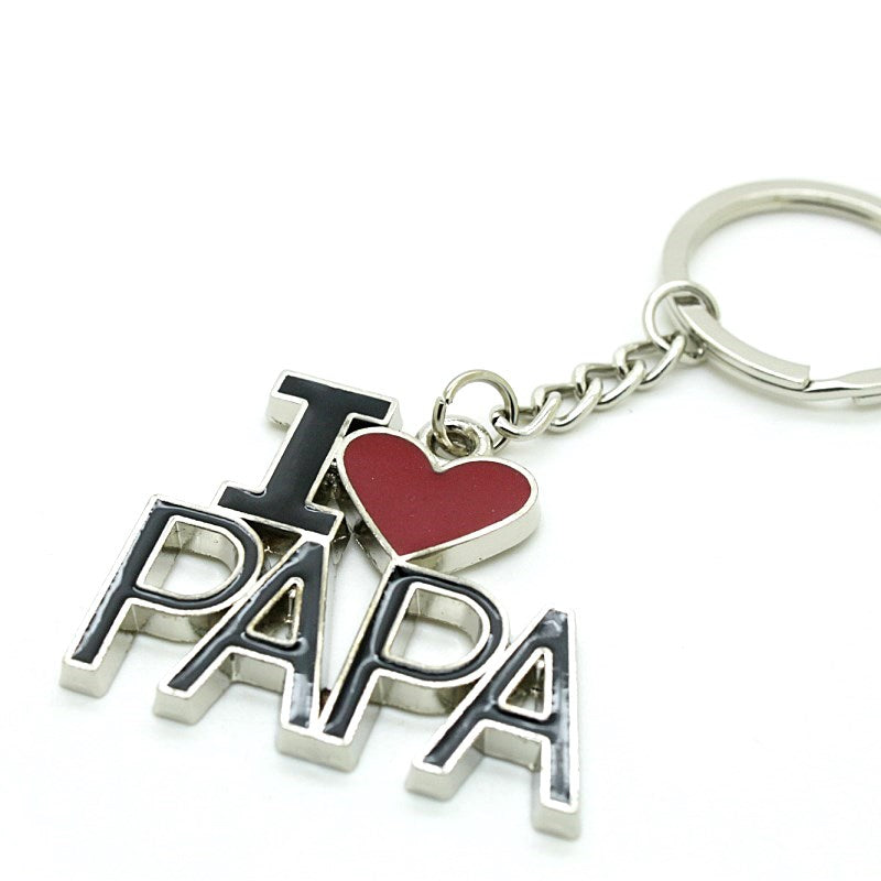 Creative I Love PAPA Word Plate Pendant Key Chain