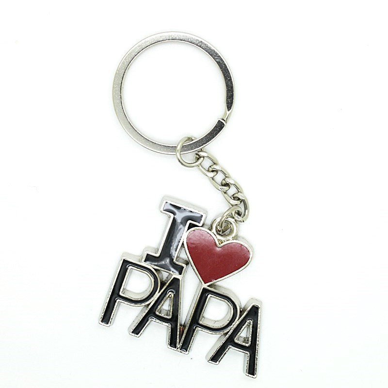 Creative I Love PAPA Word Plate Pendant Key Chain