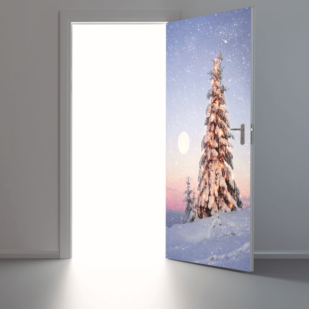 DSU Christmas Outside The House Scenery Wall Sticker Mural Bedroom Door Poster Home Decor