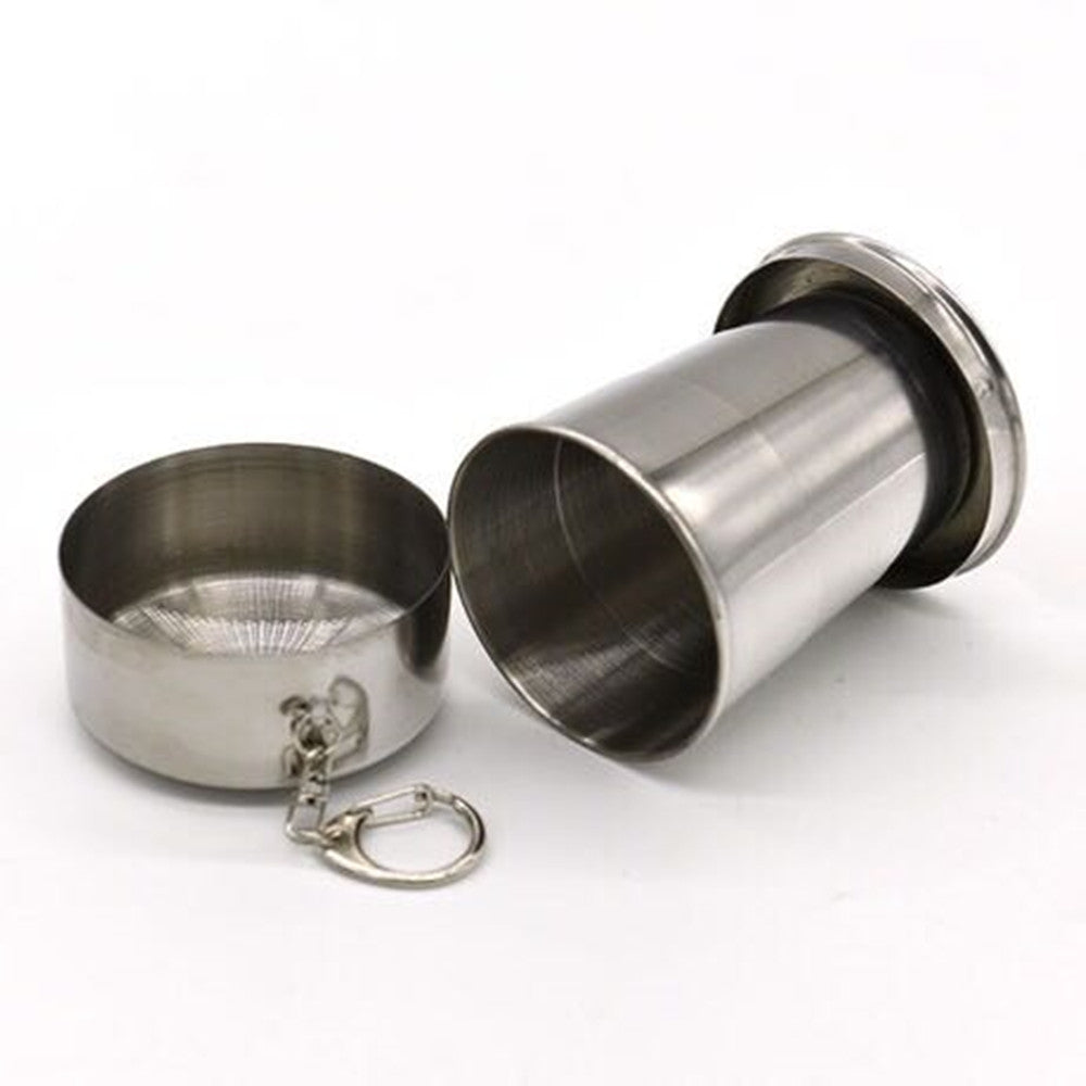 Collapsible Cup Stainless Steel Portable Folding Metal Telescopic Keychain Cups Mug for Excursio...