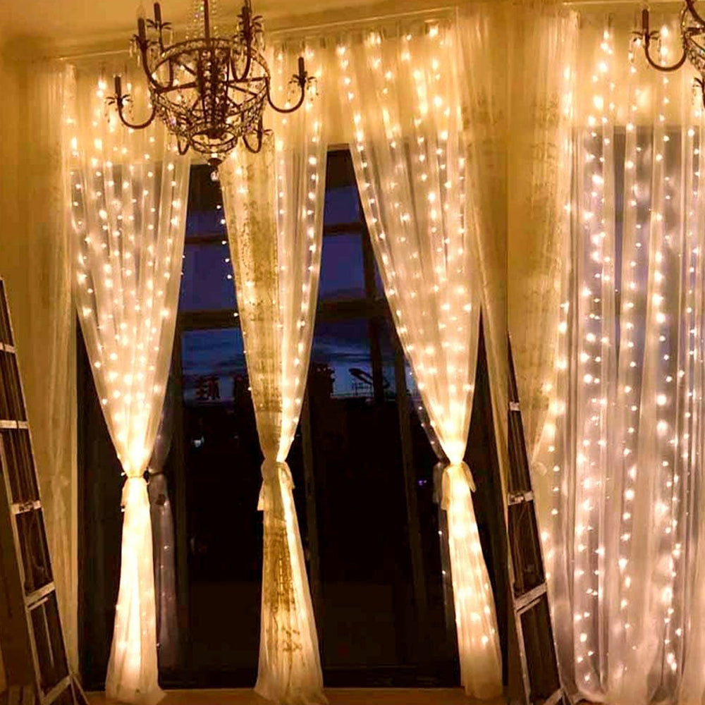 304LED 9.8FT Window Curtain String Lights for Party Wedding Garden Home