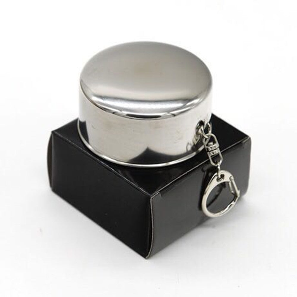 Collapsible Cup Stainless Steel Portable Folding Metal Telescopic Keychain Cups Mug for Excursio...