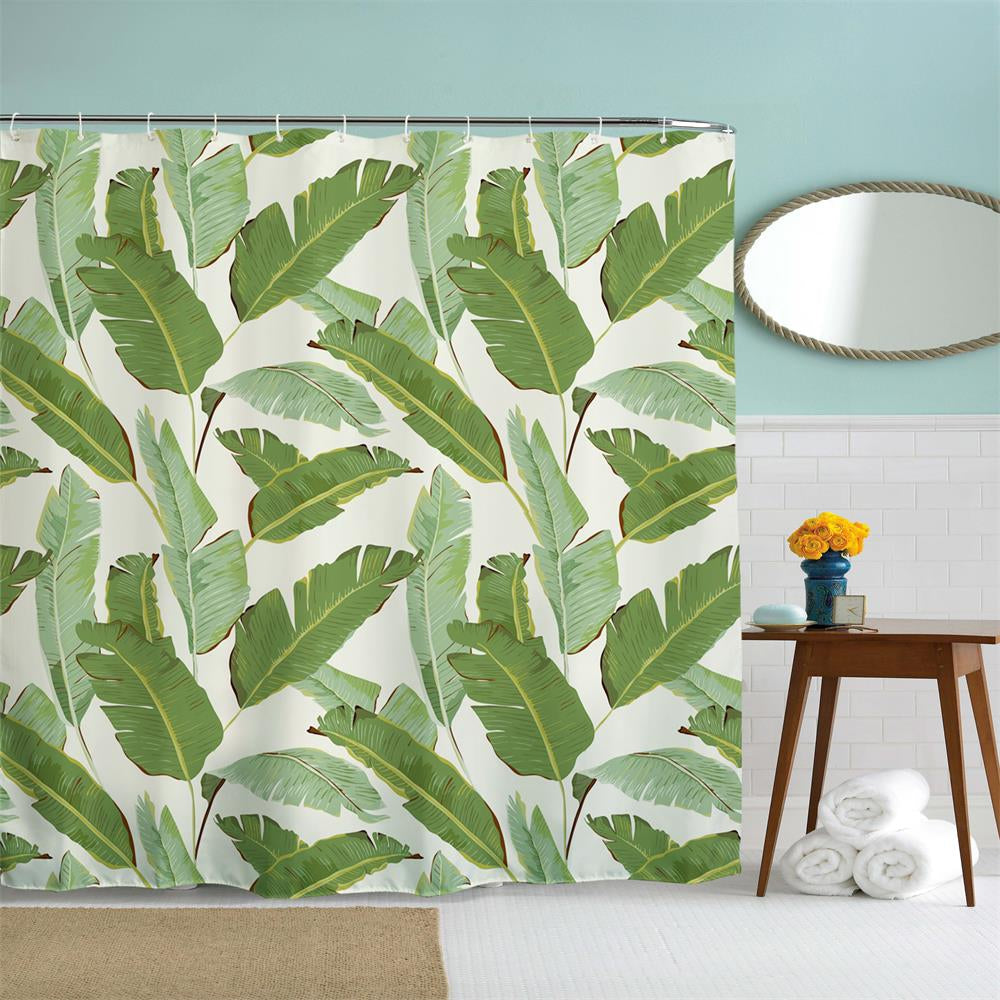Banana Leaf Polyester Shower Curtain Bathroom  High Definition 3D Printing Water-Proof