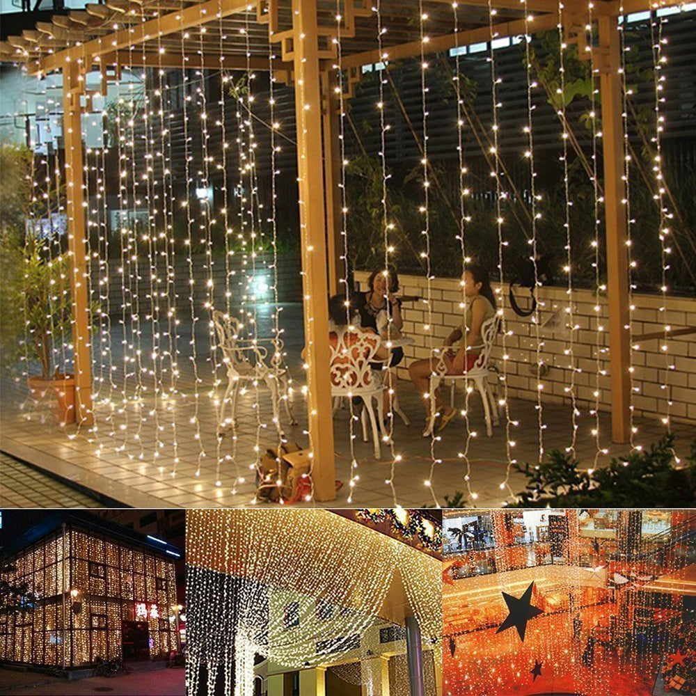 304LED 9.8FT Window Curtain String Lights for Party Wedding Garden Home