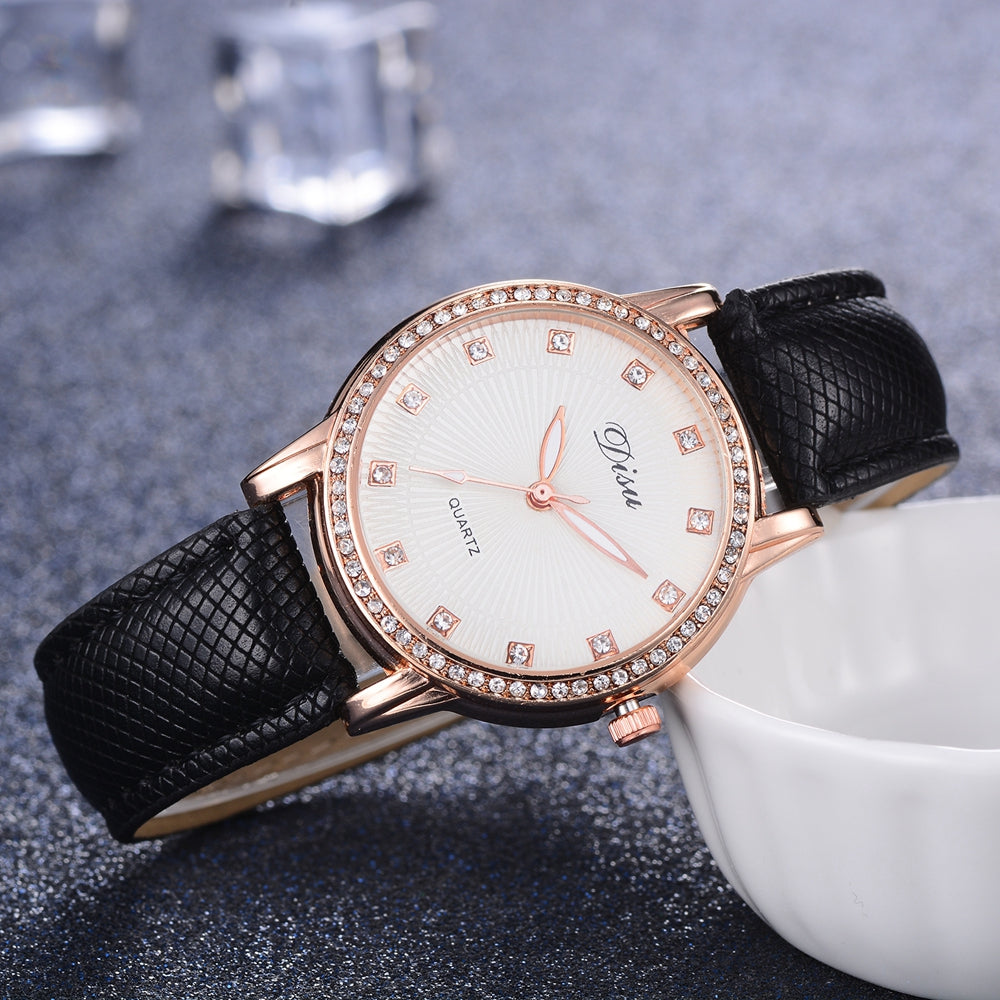 Disu DS071 Women Fashion Dial PU Band Quartz Wrist Watch