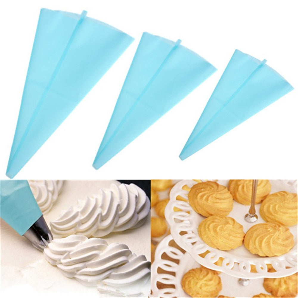 39CM Large Blue Silicone Reusable Cupcake Cake Icing Piping Bag Pastry Cream Decorating Bags Kit...