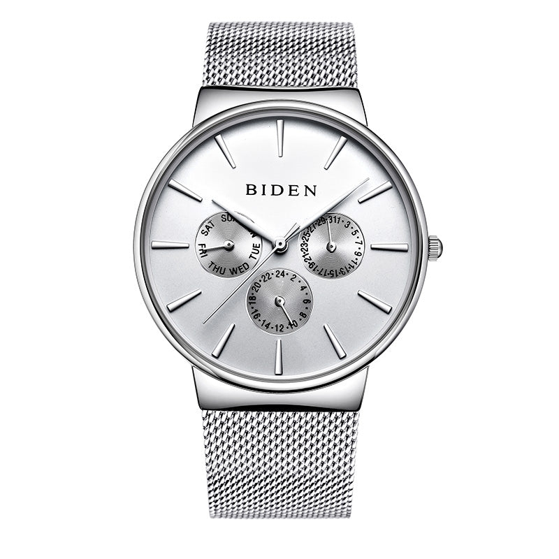 BIDEN Luxury Brand Men Watch Ultra Thin Stainless Steel Clock Male Quartz Sport Watch Men Waterp...