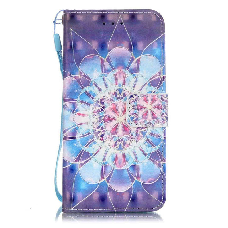 Crystal Flower 3D Painted Pu Phone Case for Iphone 8 / 7