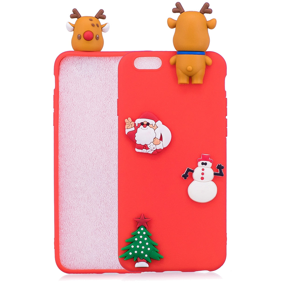 Christmas Tree Santa Claus Reindeer 3D Cartoon Animals Soft Silicone TPU Case for iPhone 6 Plus ...